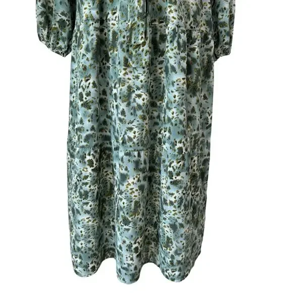 Maxi Dress Womens M Green Animal Print Flowy Country Cottage Boho Resort - Picture 6 of 10
